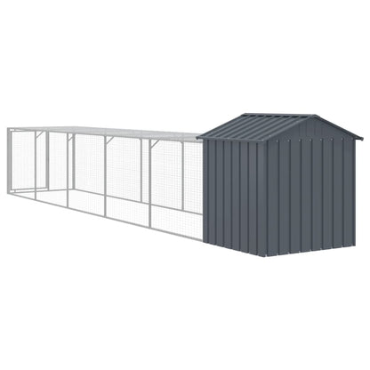 vidaXL Chicken Cage with Run Anthracite 117x609x123cm Galvanised Steel 6