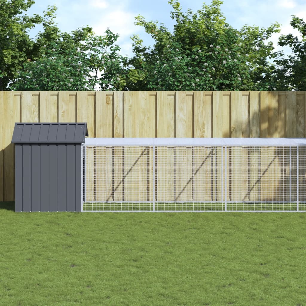 vidaXL Chicken Cage with Run Anthracite 117x609x123cm Galvanised Steel 1