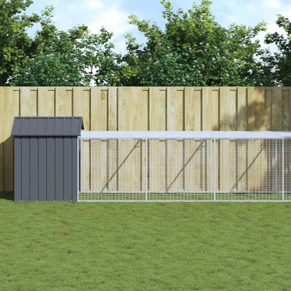 vidaXL Chicken Cage with Run Anthracite 117x609x123cm Galvanised Steel 1