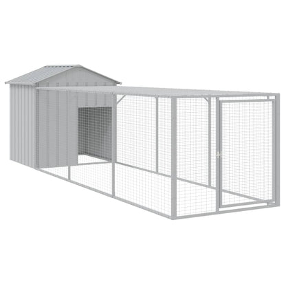 vidaXL Chicken Cage with Run Light Grey 117x405x123 cm Galvanised Steel 2