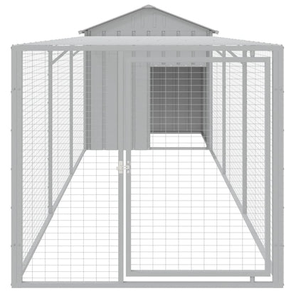 vidaXL Chicken Cage with Run Light Grey 117x405x123 cm Galvanised Steel 3