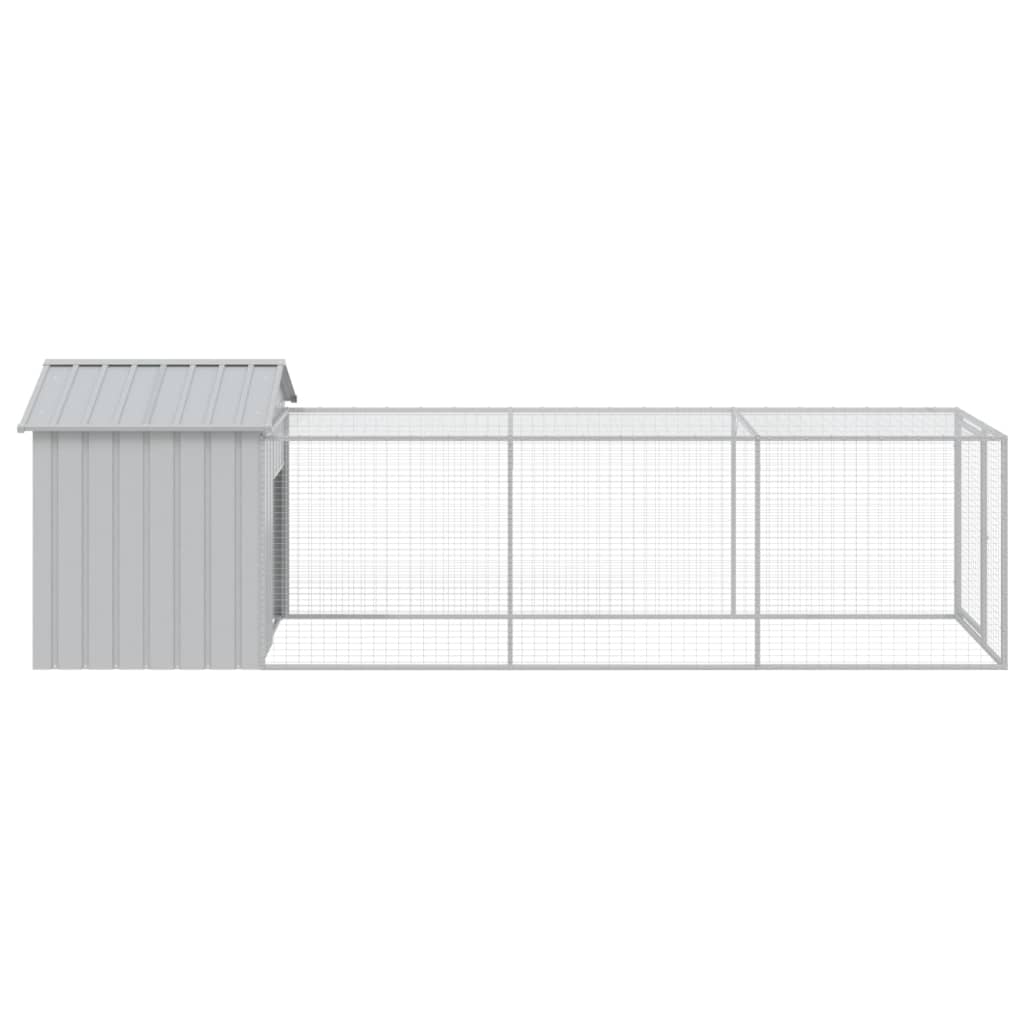 vidaXL Chicken Cage with Run Light Grey 117x405x123 cm Galvanised Steel 4
