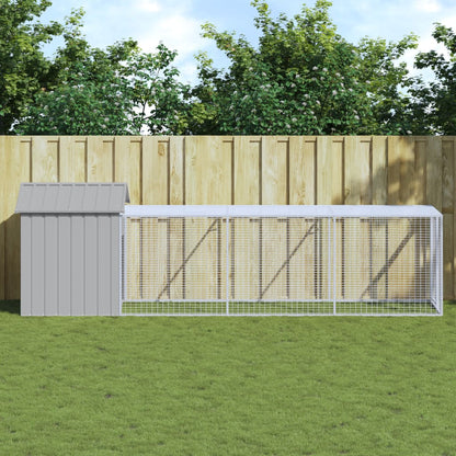 vidaXL Chicken Cage with Run Light Grey 117x405x123 cm Galvanised Steel 1