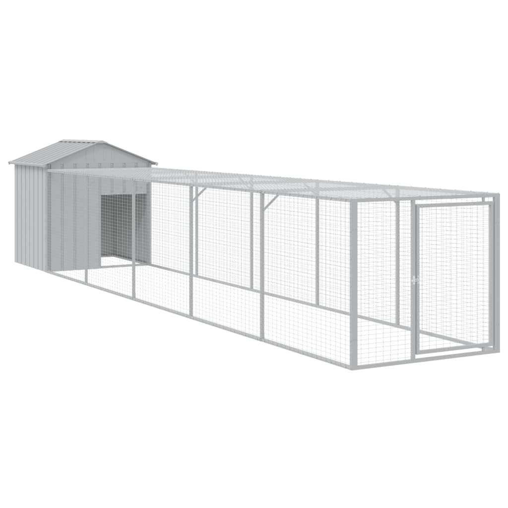 vidaXL Chicken Cage with Run Light Grey 117x609x123cm Galvanised Steel 2