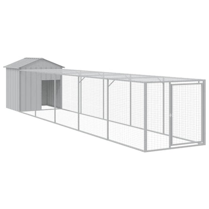 vidaXL Chicken Cage with Run Light Grey 117x609x123cm Galvanised Steel 2