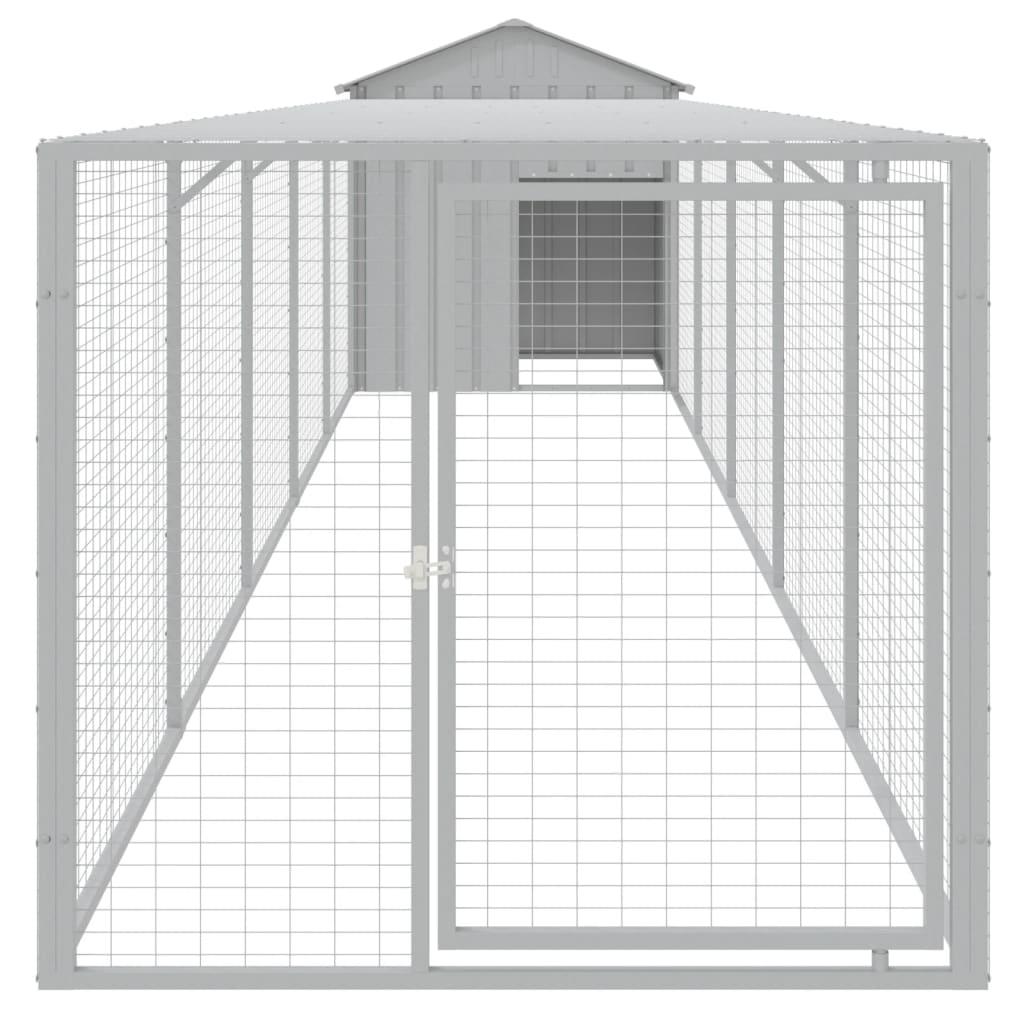 vidaXL Chicken Cage with Run Light Grey 117x609x123cm Galvanised Steel 3