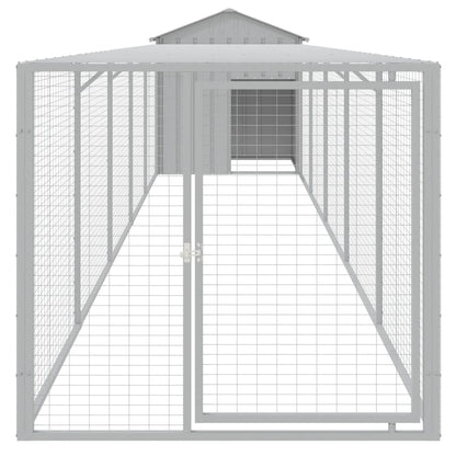 vidaXL Chicken Cage with Run Light Grey 117x609x123cm Galvanised Steel 3