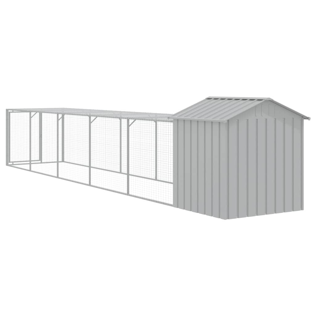 vidaXL Chicken Cage with Run Light Grey 117x609x123cm Galvanised Steel 6