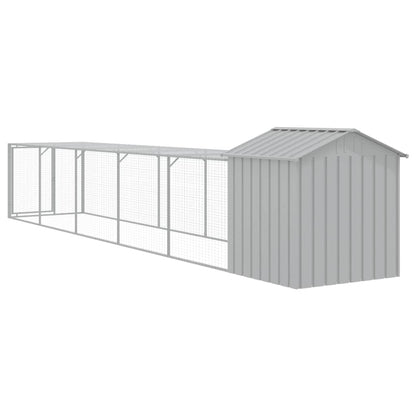 vidaXL Chicken Cage with Run Light Grey 117x609x123cm Galvanised Steel 6