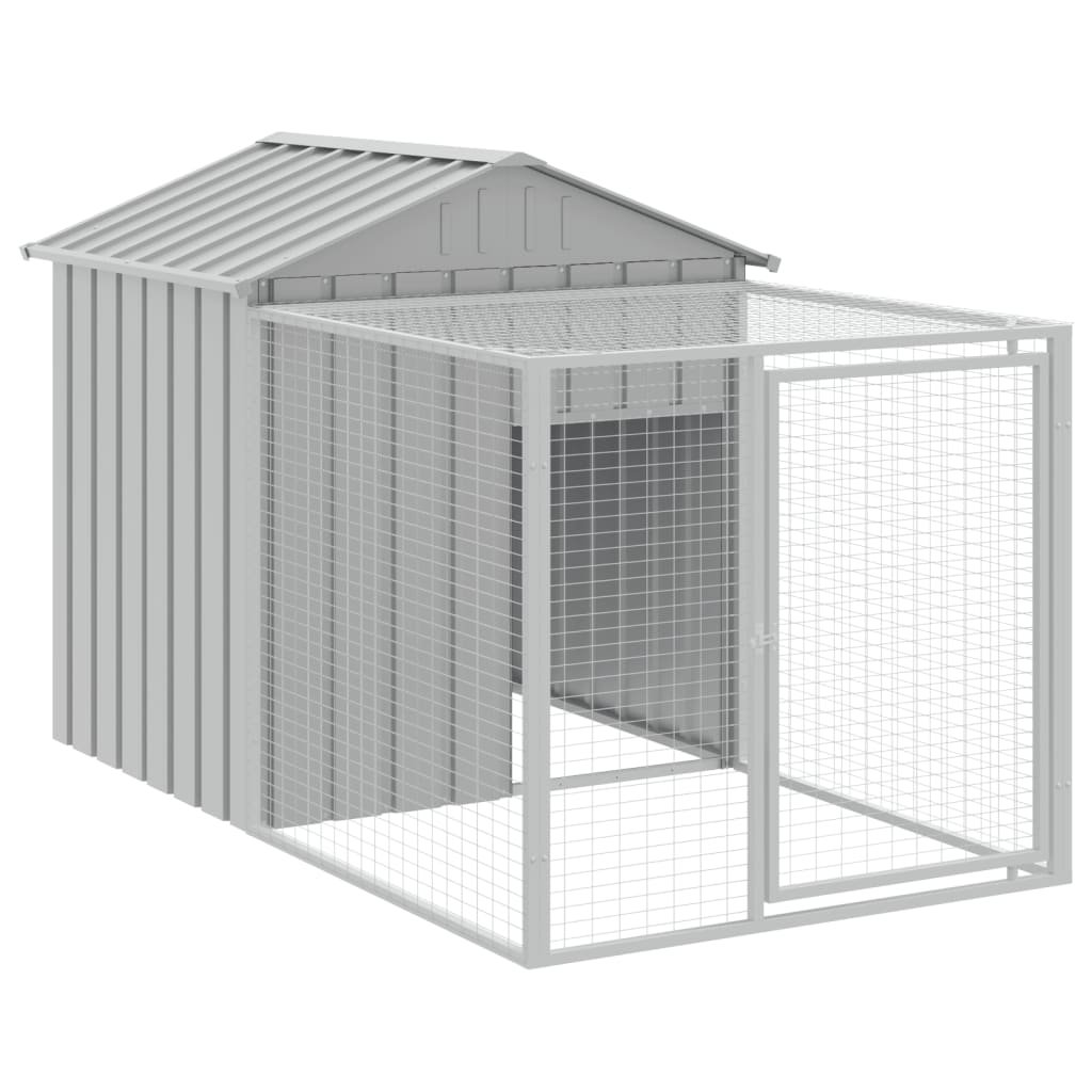 vidaXL Chicken Cage with Run Light Grey 117x609x123cm Galvanised Steel 4