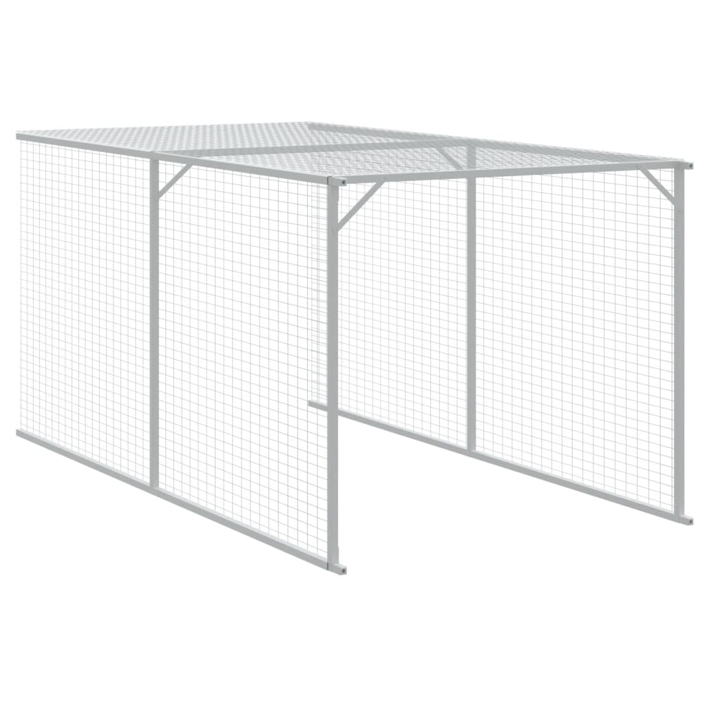 vidaXL Chicken Cage with Run Light Grey 117x609x123cm Galvanised Steel 5