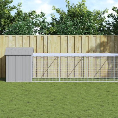 vidaXL Chicken Cage with Run Light Grey 117x609x123cm Galvanised Steel 1