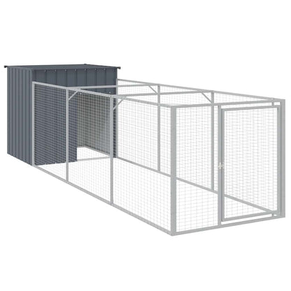 vidaXL Dog House with Run Anthracite 110x405x110 cm Galvanised Steel 2