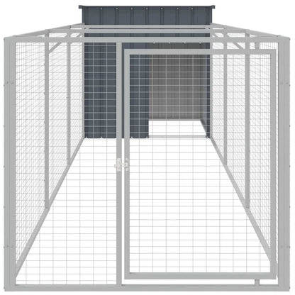 vidaXL Dog House with Run Anthracite 110x405x110 cm Galvanised Steel 3