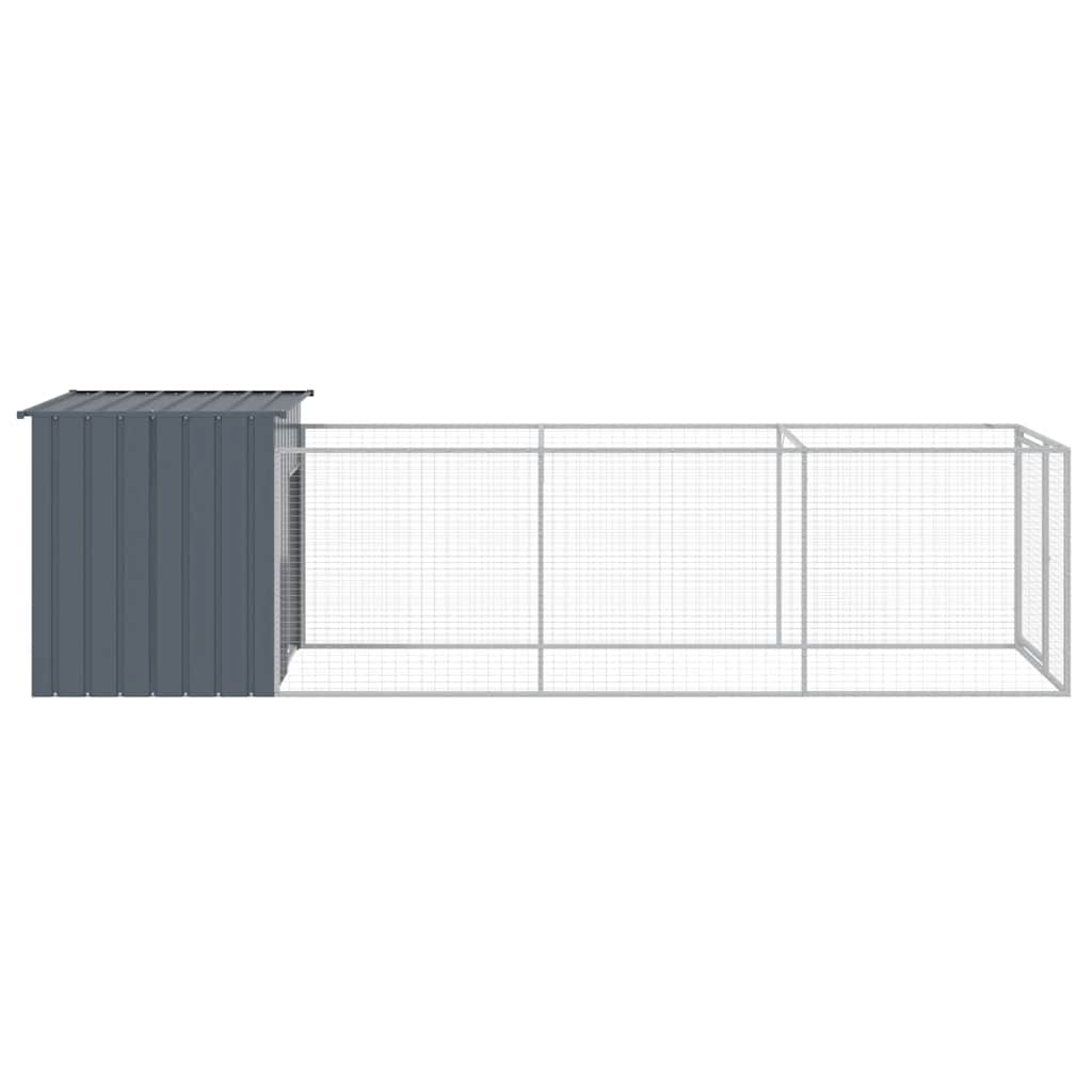 vidaXL Dog House with Run Anthracite 110x405x110 cm Galvanised Steel 4