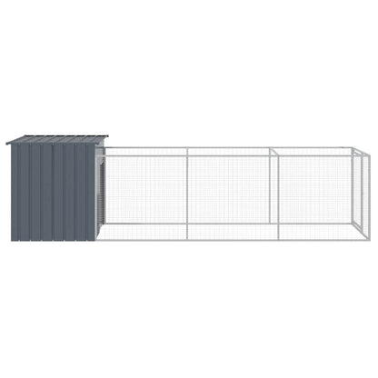 vidaXL Dog House with Run Anthracite 110x405x110 cm Galvanised Steel 4