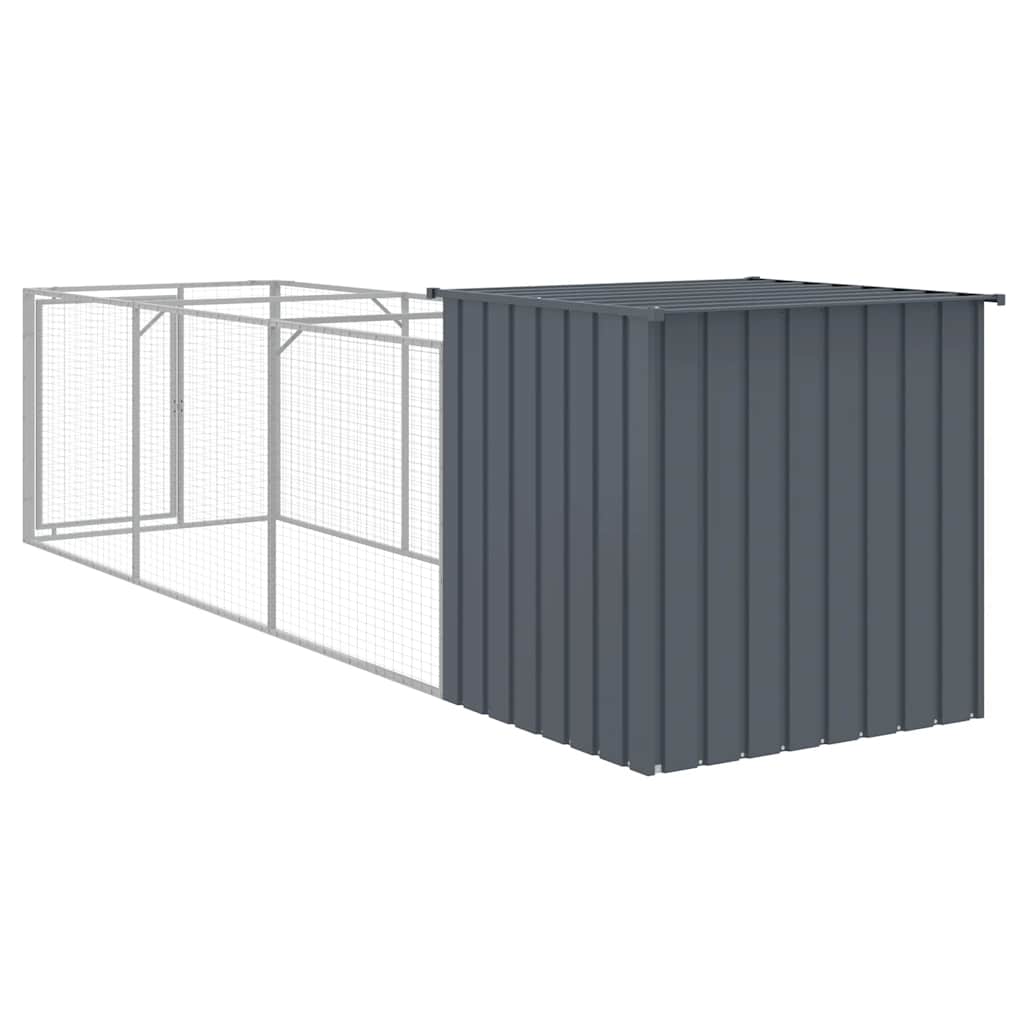 vidaXL Dog House with Run Anthracite 110x405x110 cm Galvanised Steel 5
