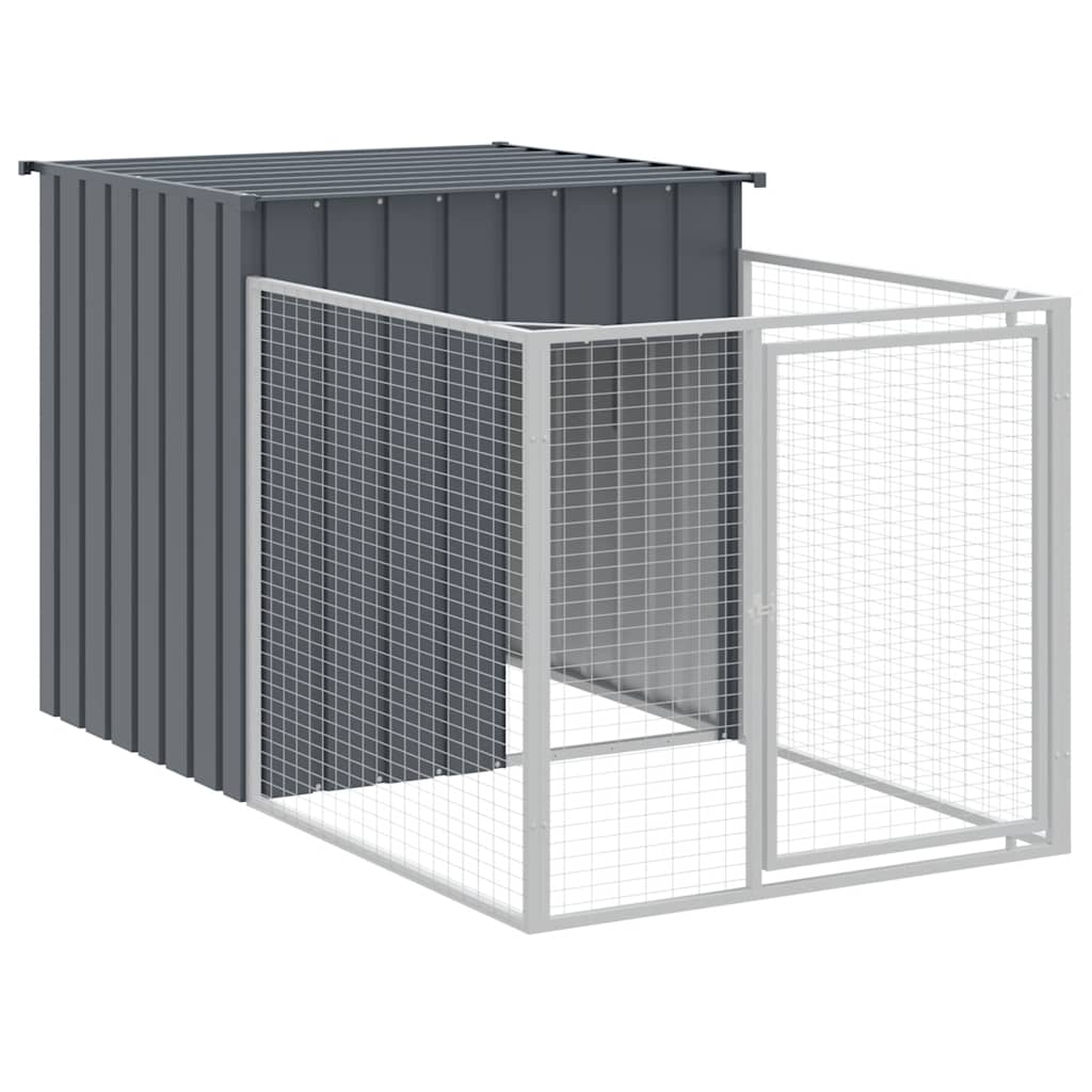 vidaXL Dog House with Run Anthracite 110x405x110 cm Galvanised Steel 6