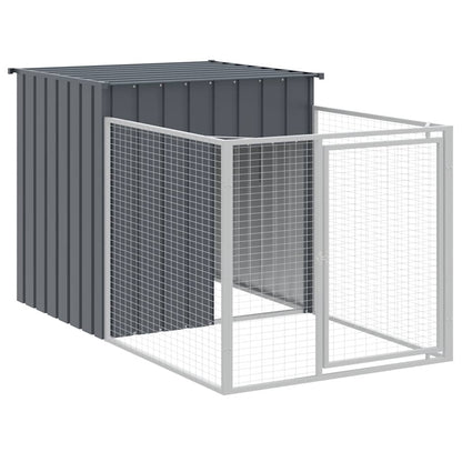 vidaXL Dog House with Run Anthracite 110x405x110 cm Galvanised Steel 6