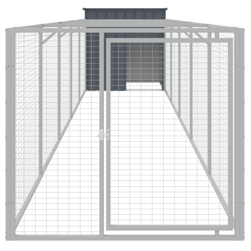vidaXL Dog House with Run Anthracite 110x609x110 cm Galvanised Steel 3