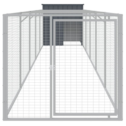 vidaXL Dog House with Run Anthracite 110x609x110 cm Galvanised Steel 3