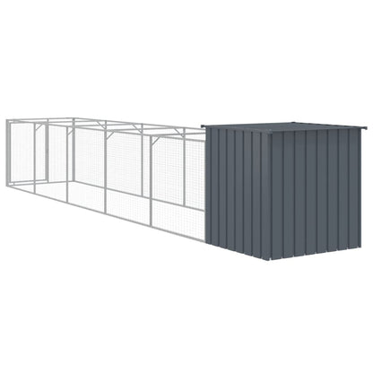 vidaXL Dog House with Run Anthracite 110x609x110 cm Galvanised Steel 6