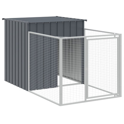 vidaXL Dog House with Run Anthracite 110x609x110 cm Galvanised Steel 4