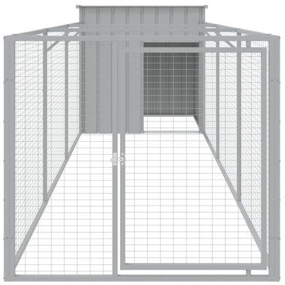 vidaXL Dog House with Run Light Grey 110x405x110 cm Galvanised Steel 3