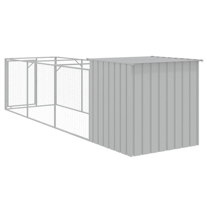 vidaXL Dog House with Run Light Grey 110x405x110 cm Galvanised Steel 5