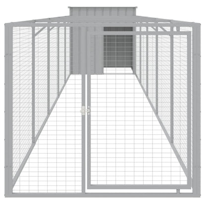 vidaXL Dog House with Run Light Grey 110x609x110 cm Galvanised Steel 3
