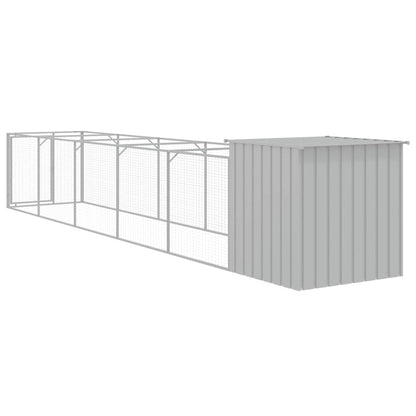 vidaXL Dog House with Run Light Grey 110x609x110 cm Galvanised Steel 6