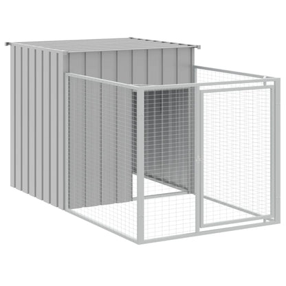 vidaXL Dog House with Run Light Grey 110x609x110 cm Galvanised Steel 4
