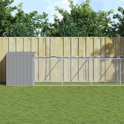 vidaXL Dog House with Run Light Grey 110x609x110 cm Galvanised Steel 1
