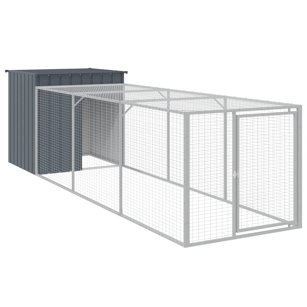 vidaXL Chicken Cage with Run Anthracite 110x405x110 cm Galvanised Steel 2