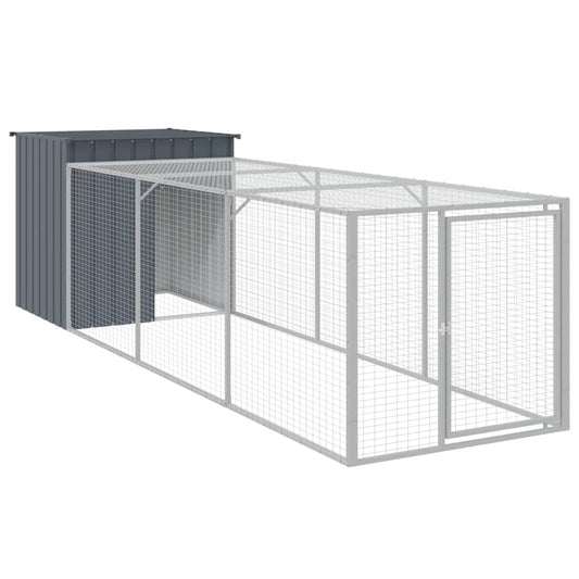 vidaXL Chicken Cage with Run Anthracite 110x405x110 cm Galvanised Steel 2