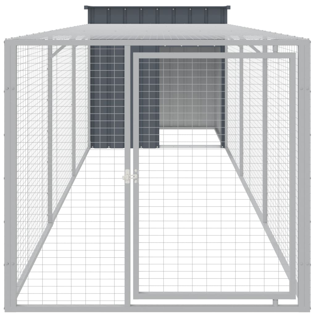vidaXL Chicken Cage with Run Anthracite 110x405x110 cm Galvanised Steel 3