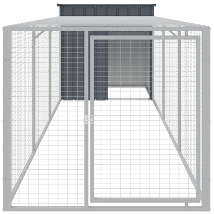vidaXL Chicken Cage with Run Anthracite 110x405x110 cm Galvanised Steel 3