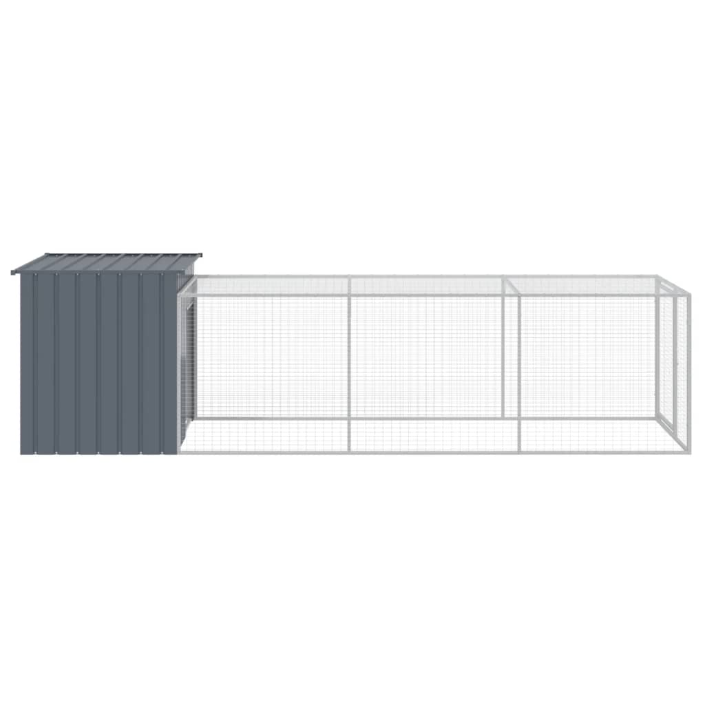 vidaXL Chicken Cage with Run Anthracite 110x405x110 cm Galvanised Steel 4