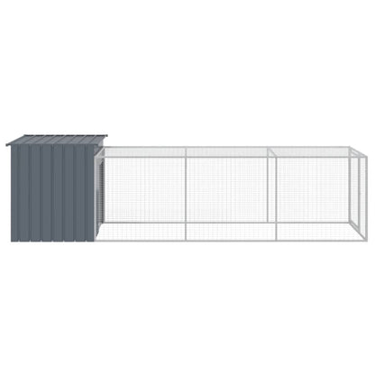 vidaXL Chicken Cage with Run Anthracite 110x405x110 cm Galvanised Steel 4