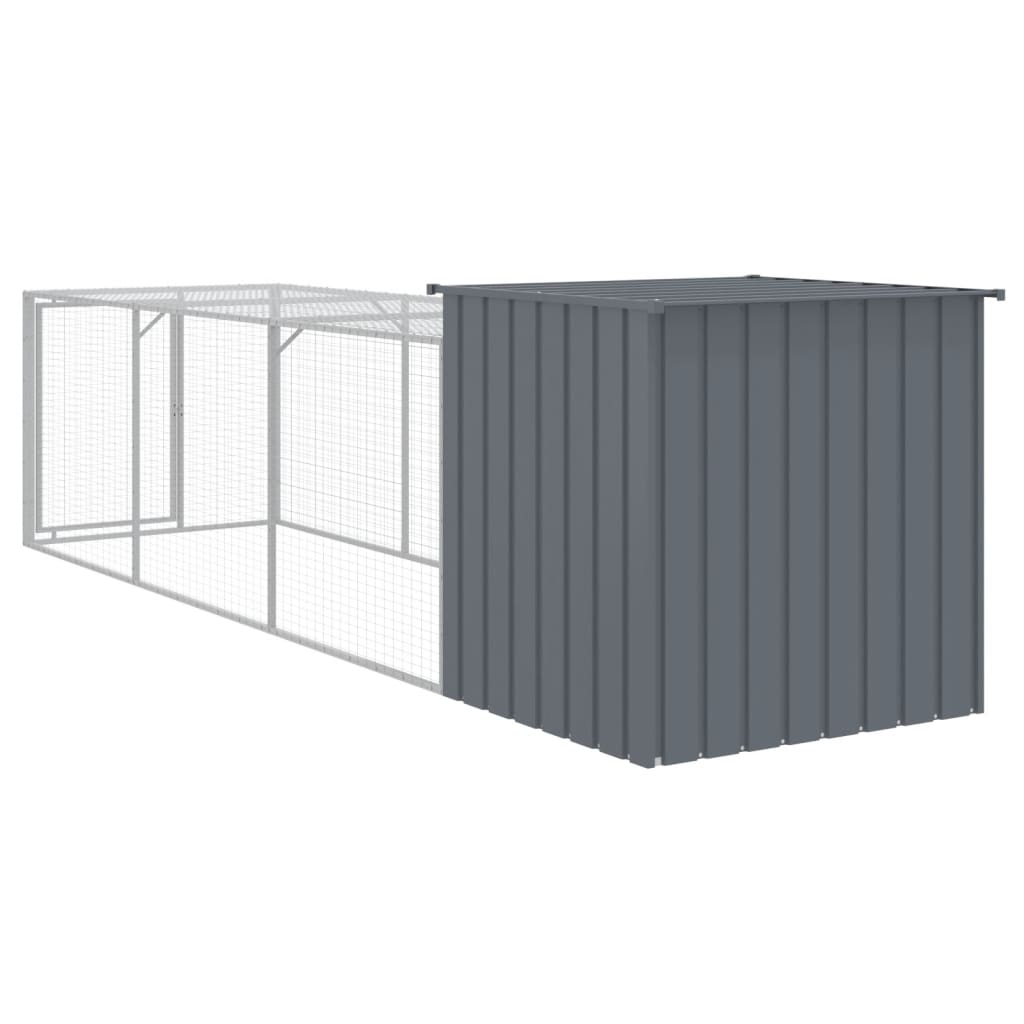 vidaXL Chicken Cage with Run Anthracite 110x405x110 cm Galvanised Steel 5