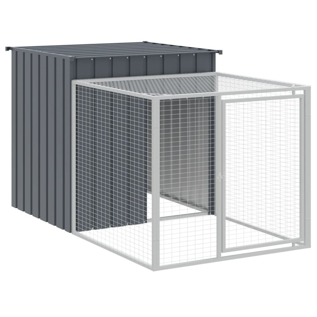 vidaXL Chicken Cage with Run Anthracite 110x405x110 cm Galvanised Steel 6