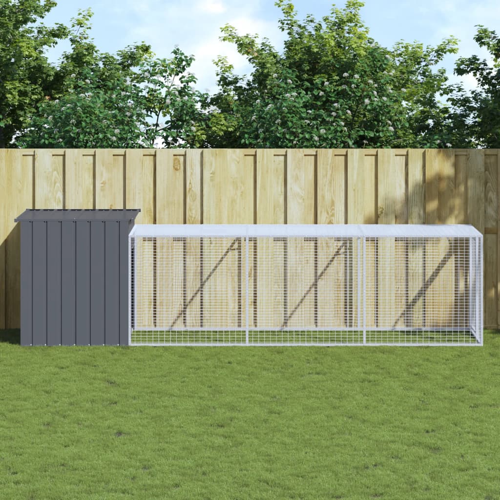 vidaXL Chicken Cage with Run Anthracite 110x405x110 cm Galvanised Steel 1