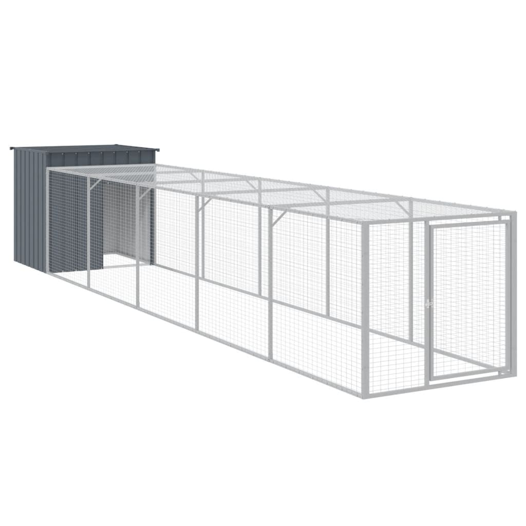 vidaXL Chicken Cage with Run Anthracite 110x609x110cm Galvanised Steel 2