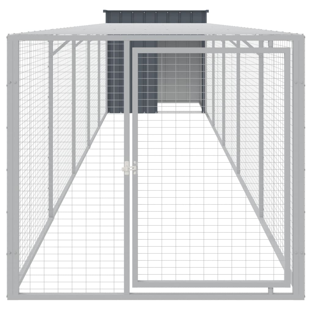 vidaXL Chicken Cage with Run Anthracite 110x609x110cm Galvanised Steel 3