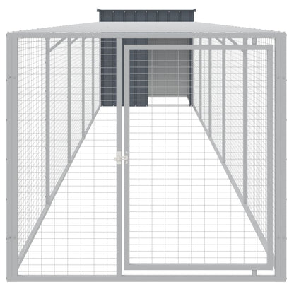 vidaXL Chicken Cage with Run Anthracite 110x609x110cm Galvanised Steel 3