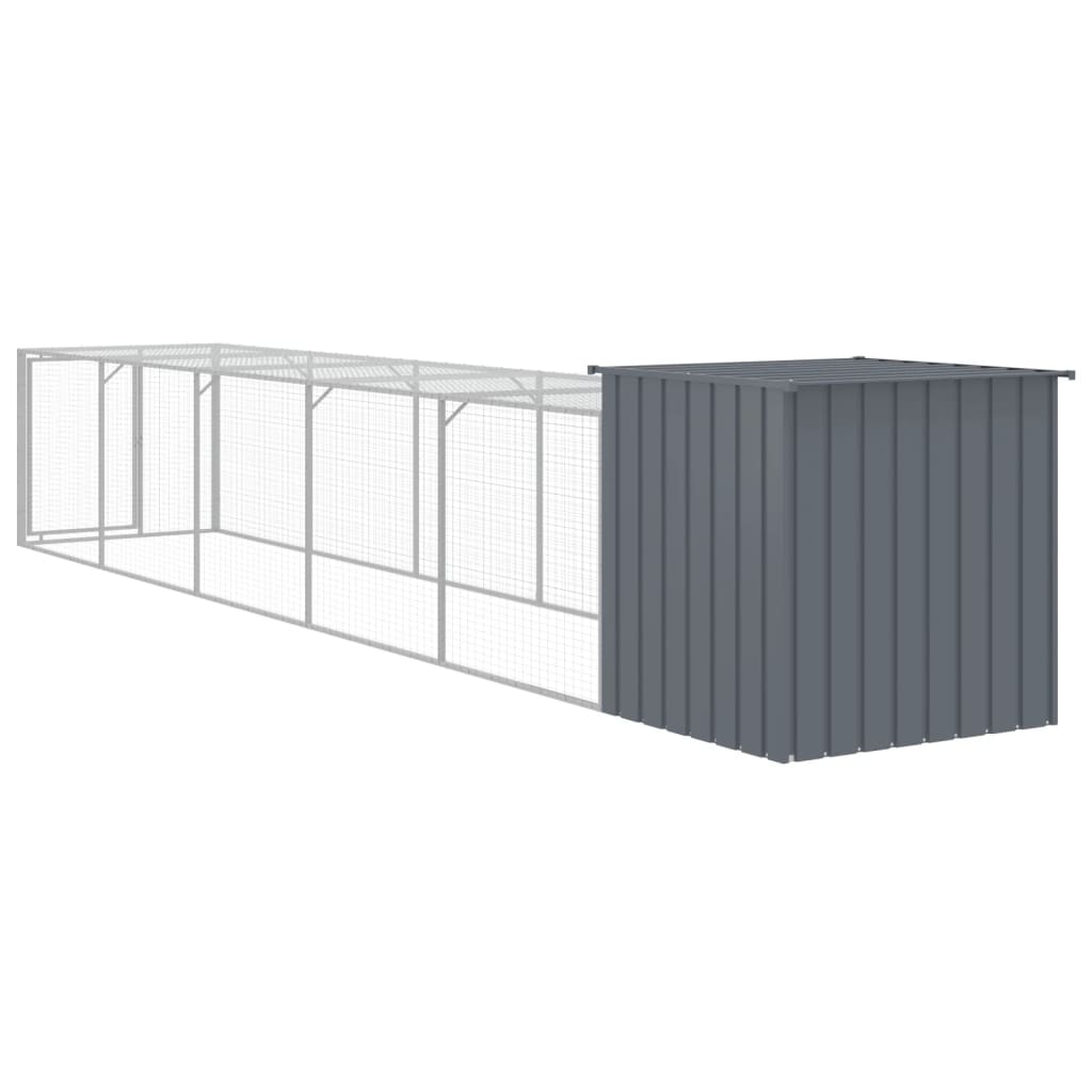 vidaXL Chicken Cage with Run Anthracite 110x609x110cm Galvanised Steel 6