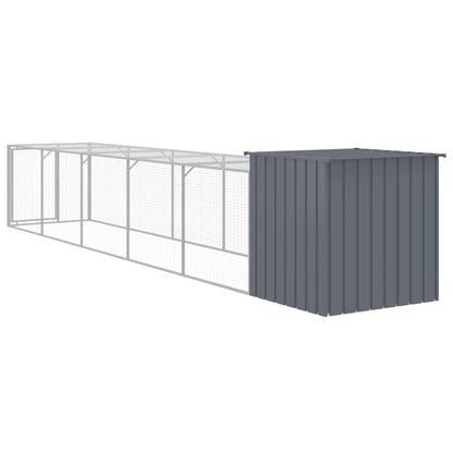 vidaXL Chicken Cage with Run Anthracite 110x609x110cm Galvanised Steel 6