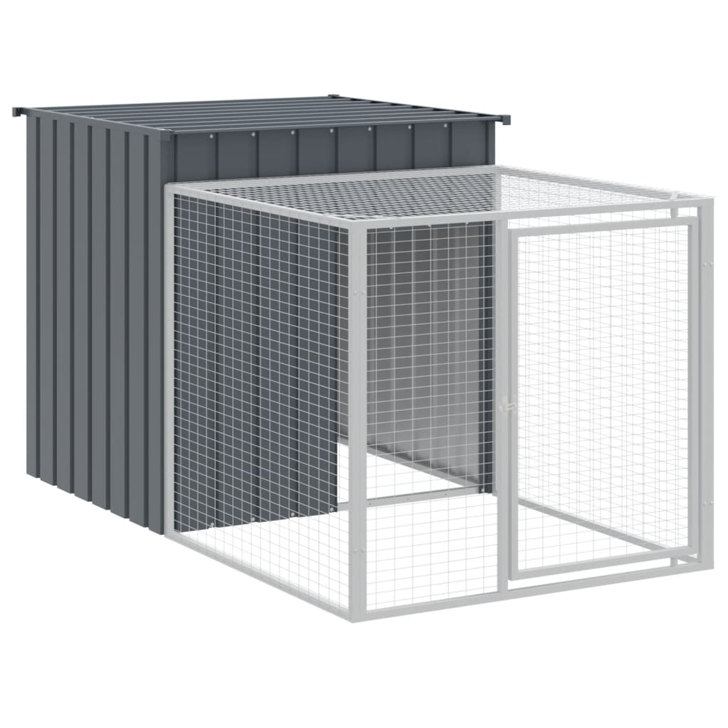 vidaXL Chicken Cage with Run Anthracite 110x609x110cm Galvanised Steel 4