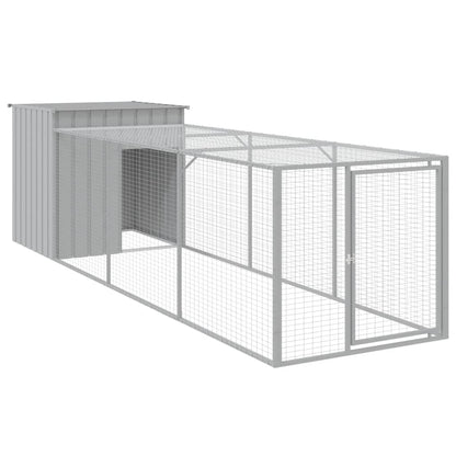 Chicken Cage with Run Galvanised Steel Light grey 110 x 405 x 110 cm