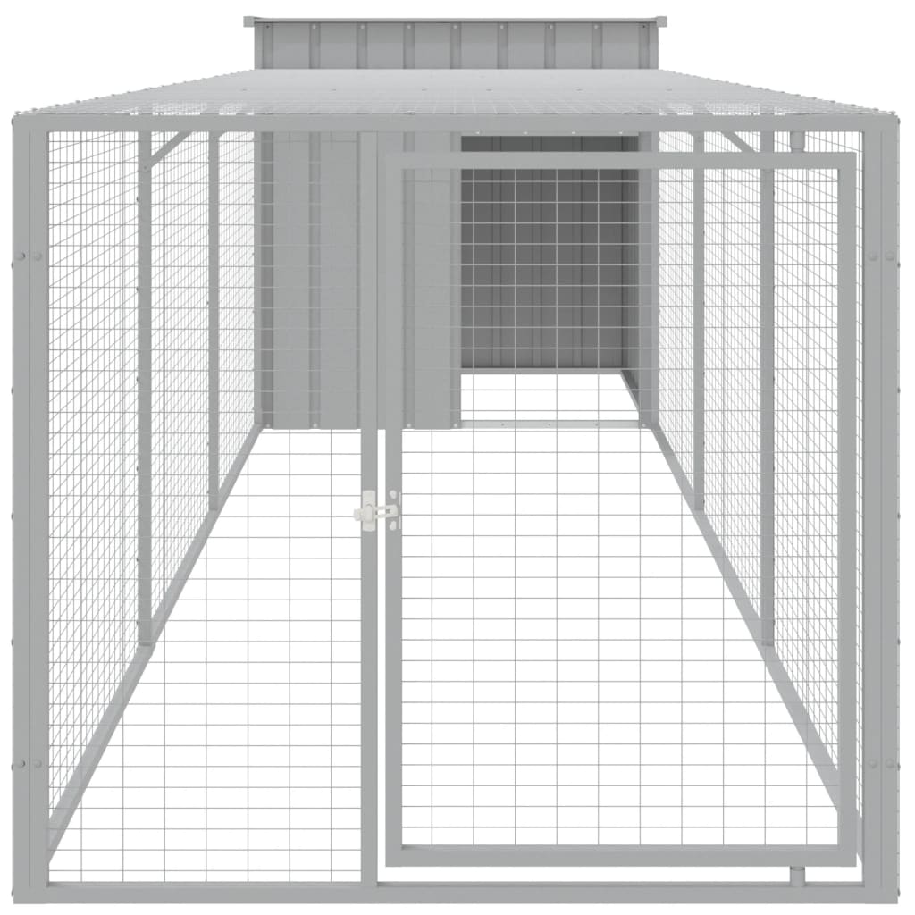 vidaXL Chicken Cage with Run Light Grey 110x405x110cm Galvanised Steel 3